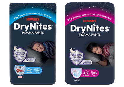 2 packs of huggies drynites pyjama pants age 3-5 that can be used when children are wetting the bed